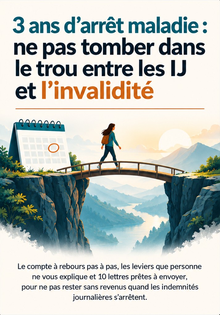 Couverture du guide 3 ans d'arrêt maladie : ne pas tomber dans le trou entre les IJ et l'invalidité